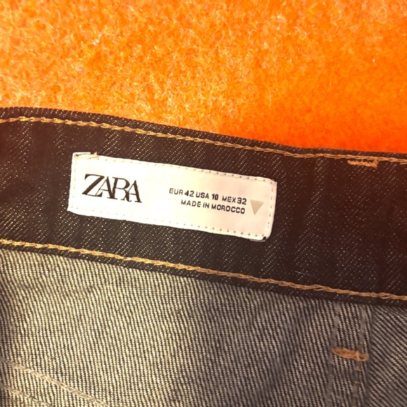 Zara dark wash mid-rise wide leg full length jeans NWT - Picture 5 of 10